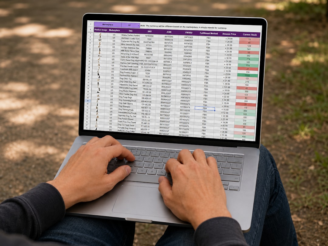 Business owner using a laptop with a digital business dashboard